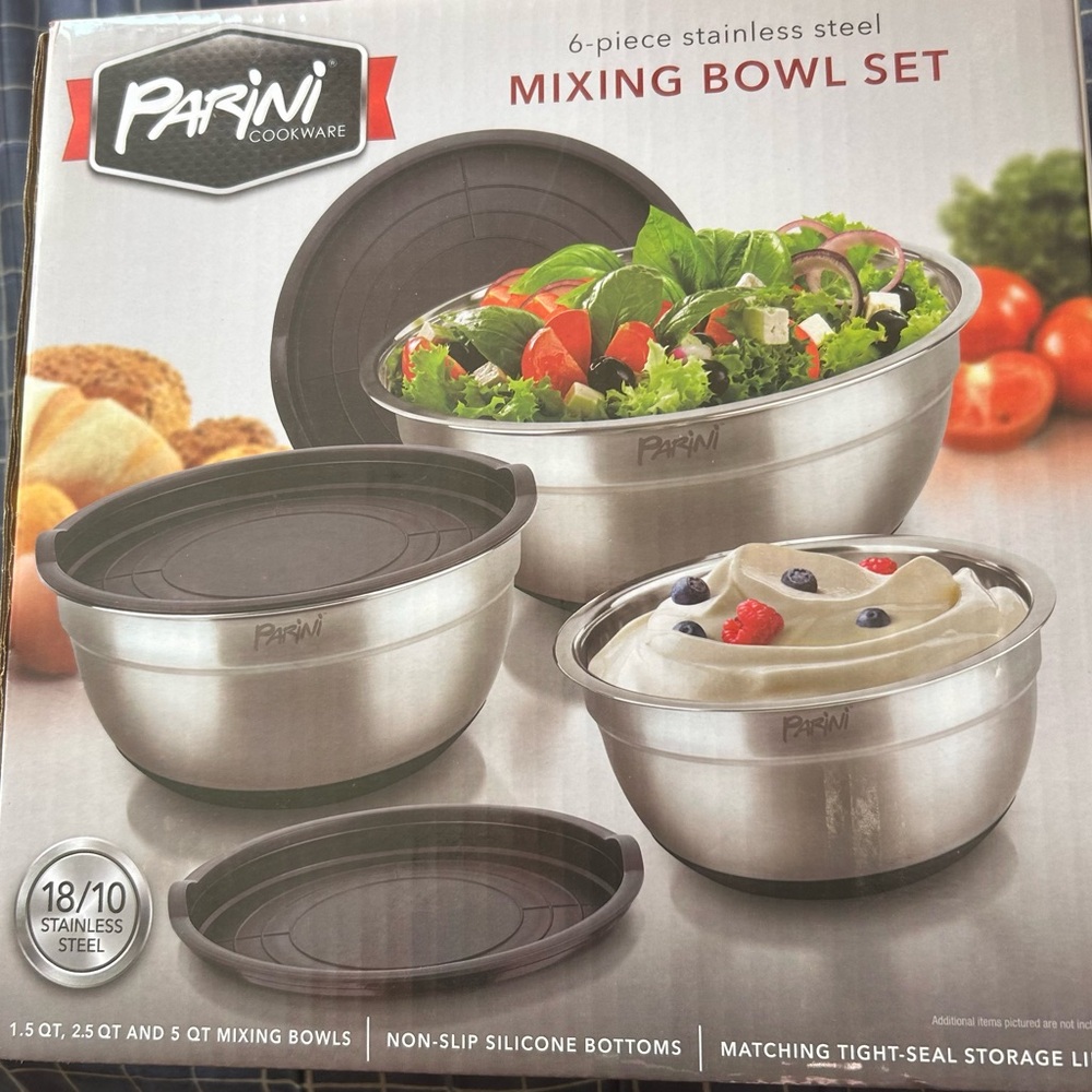 Parini Stainless Steel Mixing Bowl Set with Lids